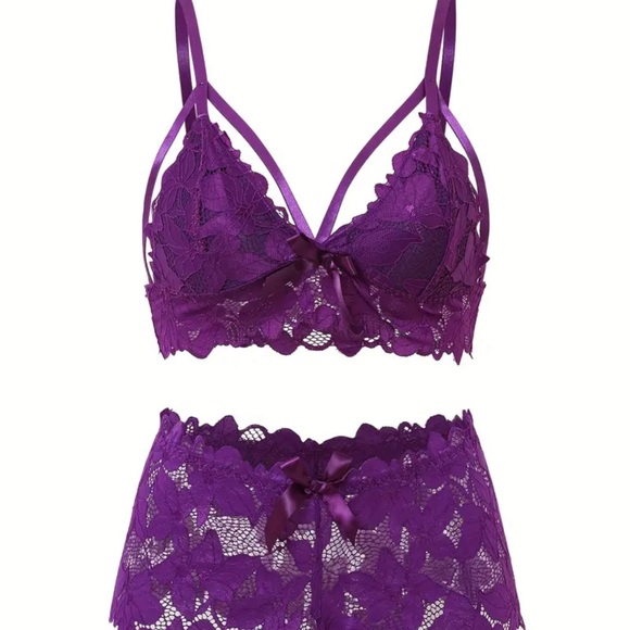 Other - Elegant Purple Lace Lingerie Set